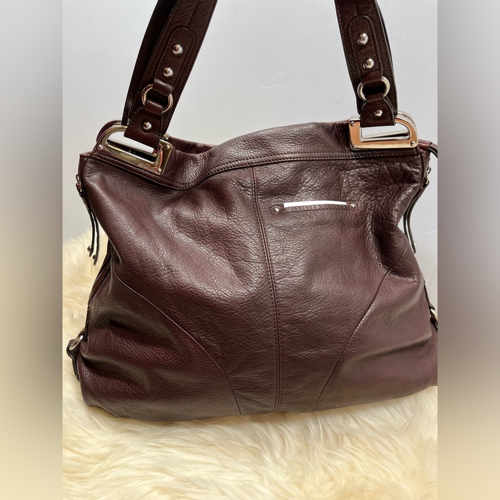 B Makowsky  Merlot Leather Genuine Leather Double Straps/ Shoulder bag/ - Picture 4 of 17